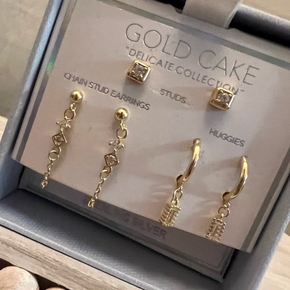 Gold Cake Delicate Collection Three Earring Set - Picture 2 of 3